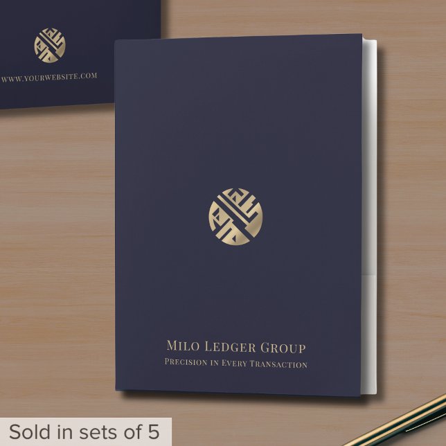 Modern Navy Blue Gold Logo Presentation Folder (Creator Uploaded)