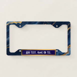 Modern Navy Blue Gold Marble Collection License Plate Frame
