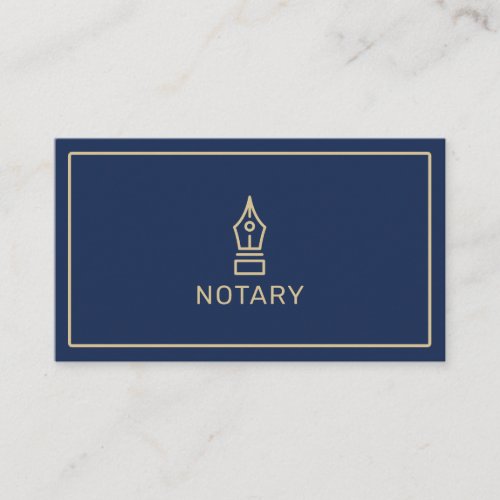Modern navy blue gold notary loan signing agent business card
