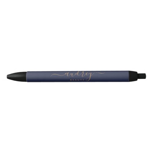 modern navy blue gold Signature Black Ink Pen