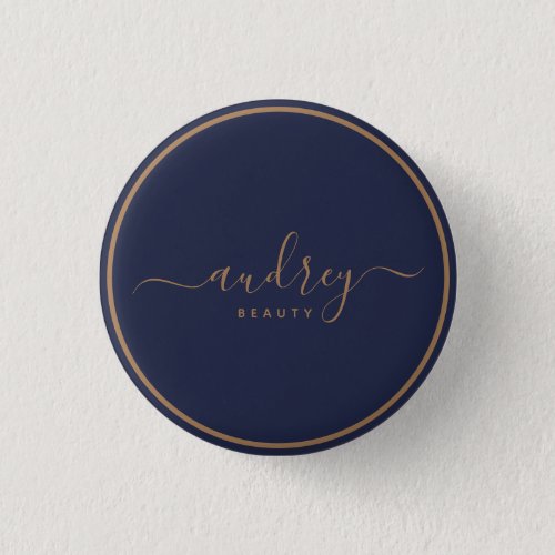 modern navy blue gold Signature Classic Button