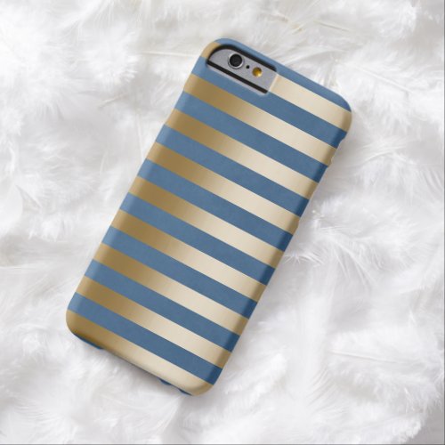 Modern Navy Blue Gold Stripes iPhone 6 Case