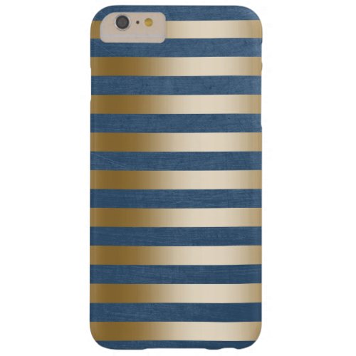 Modern Navy Blue Gold Stripes iPhone 6 Plus Case