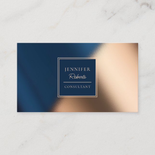 Modern Navy Blue Gold Stylish Luxury Consultant Business Card (Front)