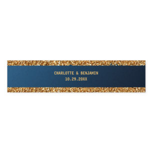 Modern Navy Blue & Gold Wedding Napkin Bands