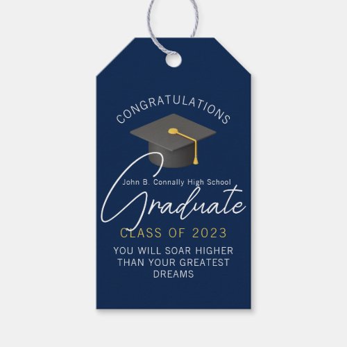 Modern Navy Blue Graduate Custom Graduation Party Gift Tags