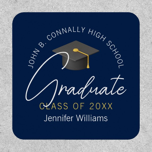 Modern Navy Blue Graduate Custom Graduation Patch (Front)