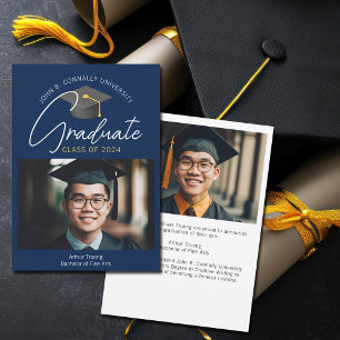 Modern Navy Blue Graduate Photo 2026 Graduation Announcement