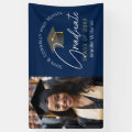 Modern Navy Blue Graduate Photo Graduation Party Banner | Zazzle