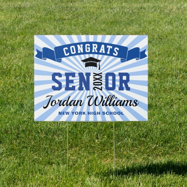 Modern Navy Blue Graduation 2024 Banner Yard Sign (Insitu)