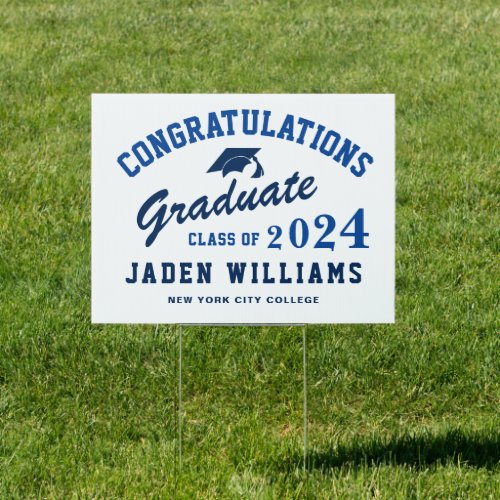 Modern Navy Blue Graduation 2024 Banner Yard Sign