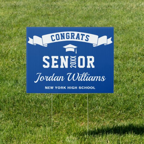 Modern Navy Blue Graduation 2024 Banner Yard Sign