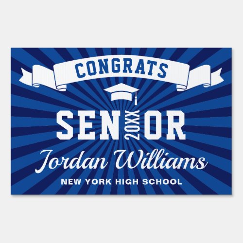 Modern Navy Blue Graduation 2024 Banner Yard Sign