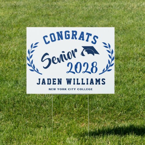 Modern Navy Blue Graduation 2024 Banner Yard Sign