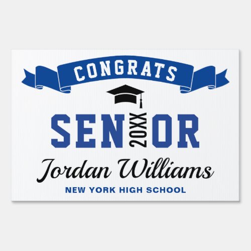 Modern Navy Blue Graduation 2024 Banner Yard Sign