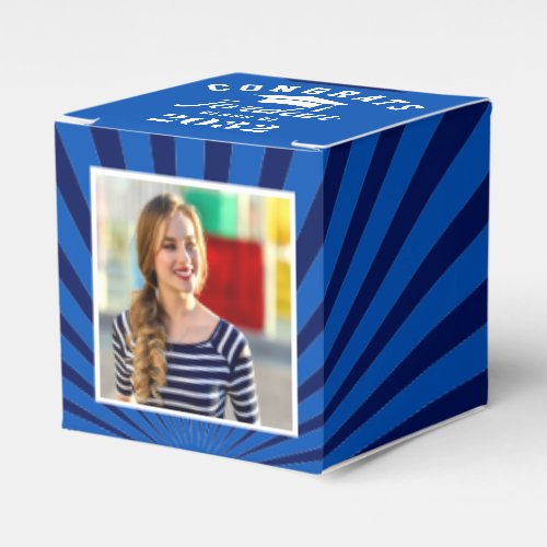 Modern Navy Blue Graduation 2024 PHOTO Favor Box