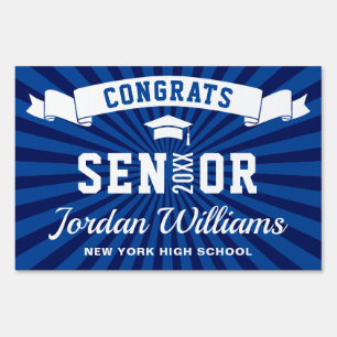 Modern Navy Blue Graduation 2026 Banner Yard Sign