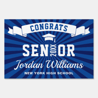Modern Navy Blue Graduation 2026 Banner Yard Sign