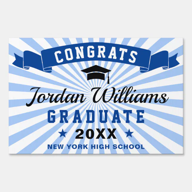 Navy Grad Sign Modern Navy Blue Graduation 2026 Banner Yard Sign | Zazzle