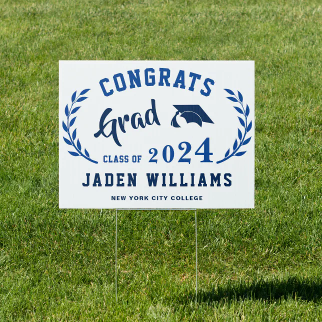 Modern Navy Blue Graduation 2026 Banner Yard Sign | Zazzle