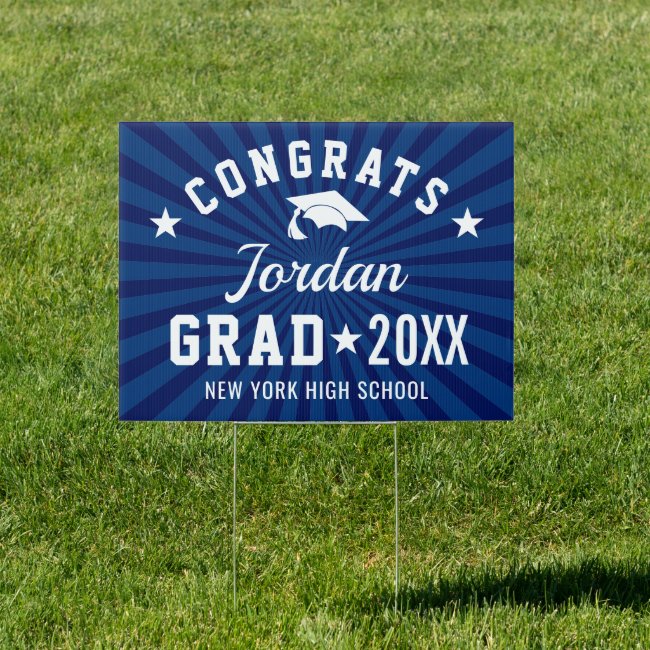 Modern Navy Blue Graduation Banner Yard Sign