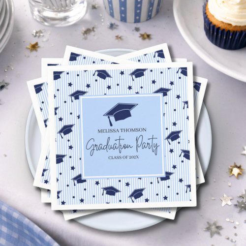 Modern Navy Blue Graduation Celebration Party Napkins