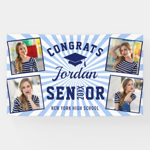 Modern Navy Blue Graduation Class of 2024 4 PHOTO Banner