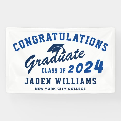 Modern Navy Blue Graduation Class of 2024 Party Banner