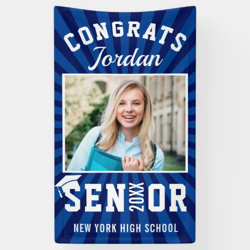 Modern Navy Blue Graduation Class of 2024 Party Banner