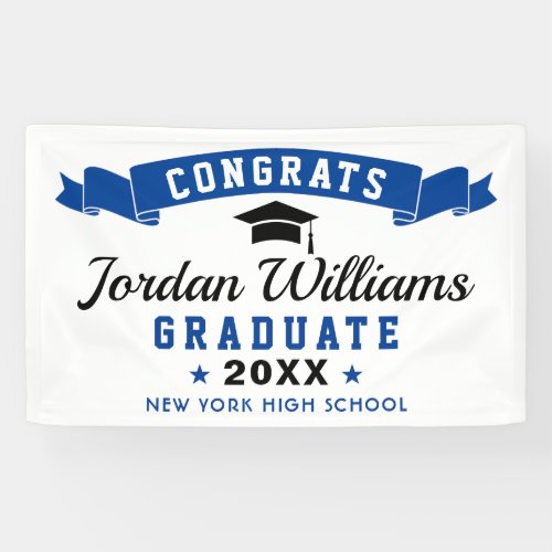 Modern Navy Blue Graduation Class of 2024 Party Banner