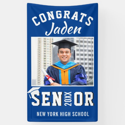 Modern Navy Blue Graduation Class of 2024 Party Banner