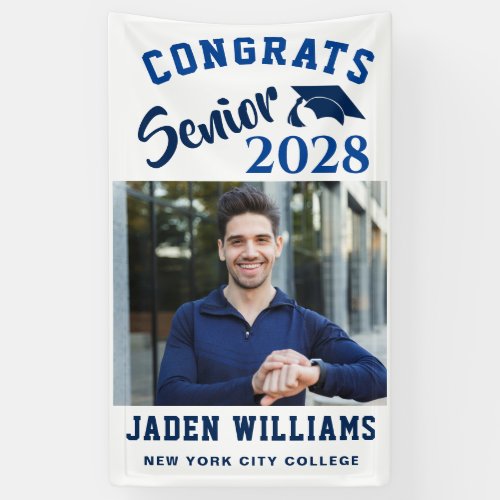 Modern Navy Blue Graduation Class of 2024 PHOTO Banner