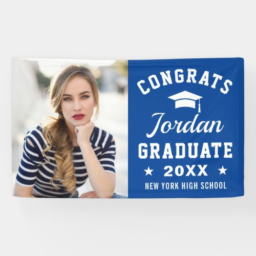 Modern Navy Blue Graduation Class of 2024 PHOTO  Banner