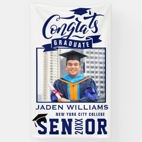 Modern Navy Blue Graduation Class of 2024 PHOTO Banner