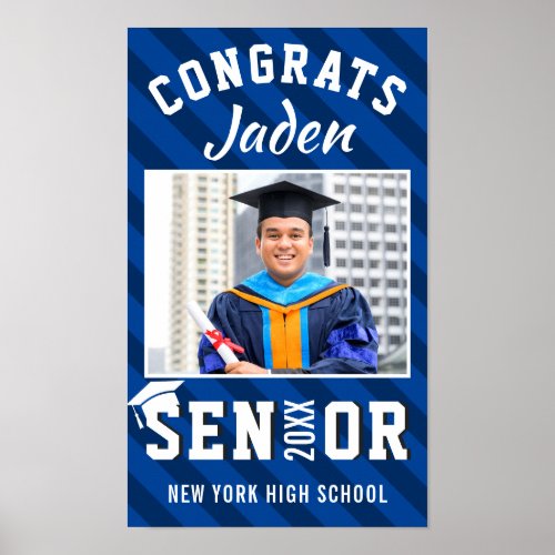 Modern Navy Blue Graduation Class of 2024 PHOTO Poster