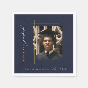 Modern Navy Blue Graduation Party Napkins