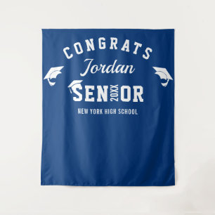 Modern Navy Blue Graduation Photo Booth Backdrop