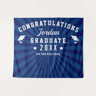 Modern Navy Blue Graduation Photo Booth Backdrop