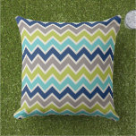 Modern Navy Blue Green And Gray Chevron Throw Pillow at Zazzle