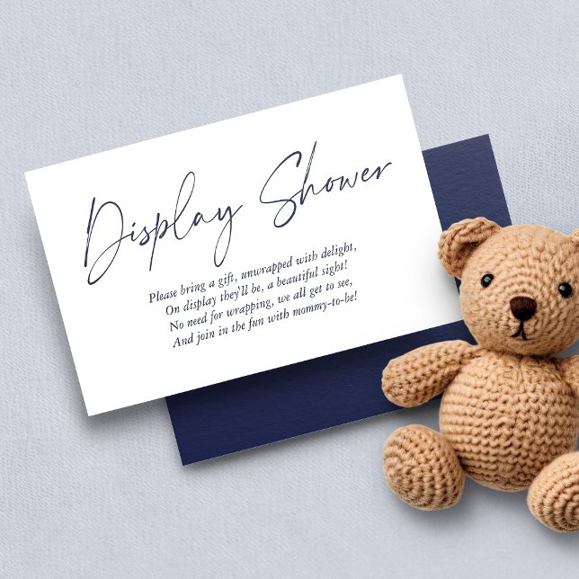 Modern Navy Blue Handwritten Display Shower Enclosure Card (Creator Uploaded)