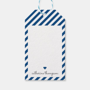 Modern Navy Blue Heart Girly Cute Feminine Script Gift Tags