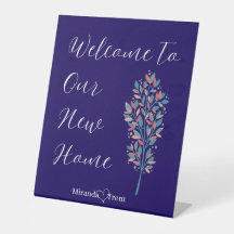 Modern Navy Blue Housewarming Party Sign
