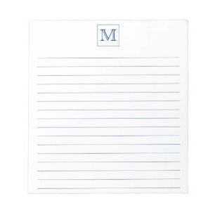 Modern Navy Blue Initial Monogram Square border Notepad