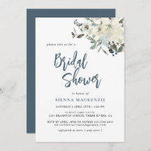 Modern Navy Blue Ivory Floral Bridal Shower