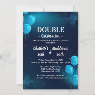 Modern Navy Blue Joint Birthday Invitation