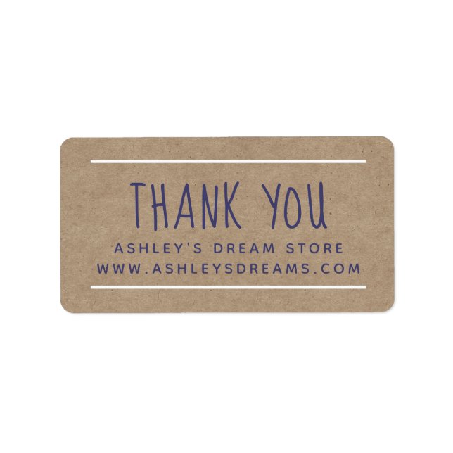 Modern Navy Blue Kraft Paper Thank You Sticker (Front)
