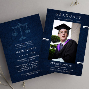 Modern Navy Blue Layer Graduation Invitation