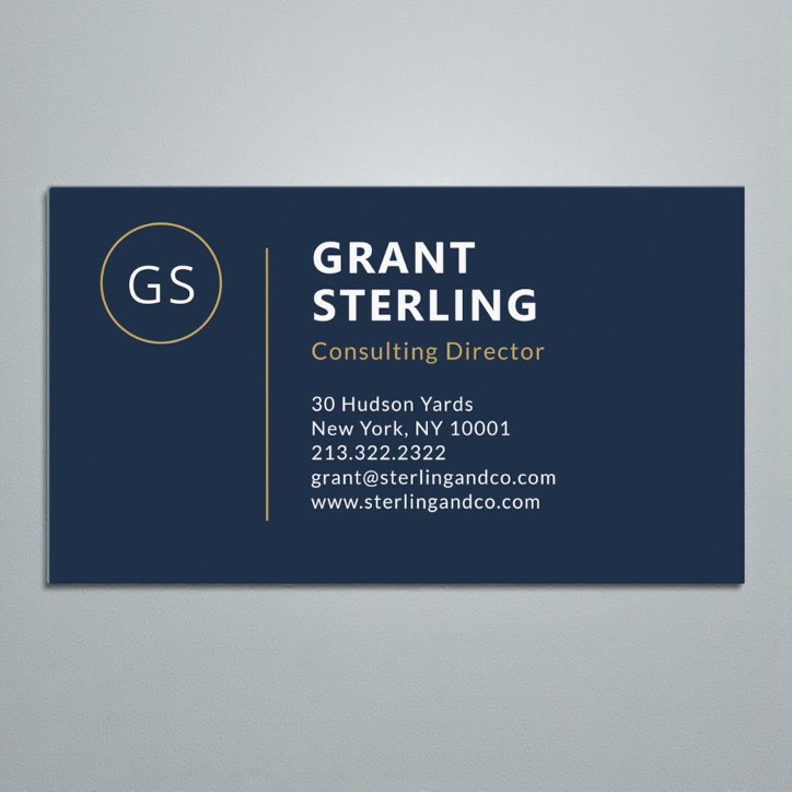 Modern Navy Blue Minimalist Professional Business Card