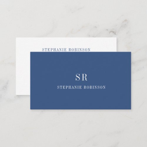 Modern Navy Blue Minimalist Professional Script Business Card