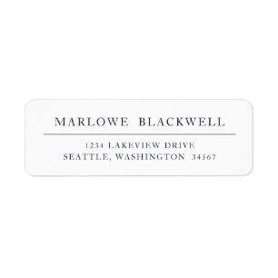 Modern Navy Blue Minimalist Return Address Label
